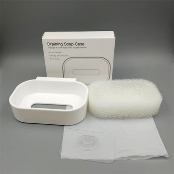 

Seamless Wall-mounted Drain Soap Dish White Home Garden Household Merchandises Bathroom Products