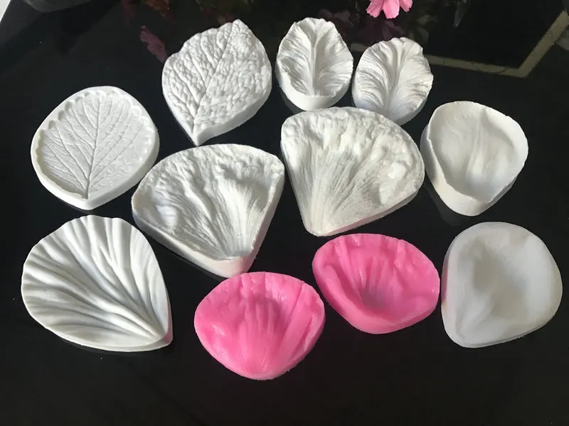 Silica Gel Fondant Mould Stereo Lily Petal Leaves Leaf Texture Mode Collection Bakery Fondant Cake Clay