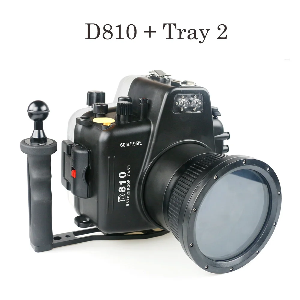 D810 and Tray 2 130FT/40 м подводный глубина Дайвинг чехол для Nikon D500 D750 D800 D810 105 мм объектив водонепроницаемый корпус камеры крышка коробки - Цвет: D810 and Tray 2