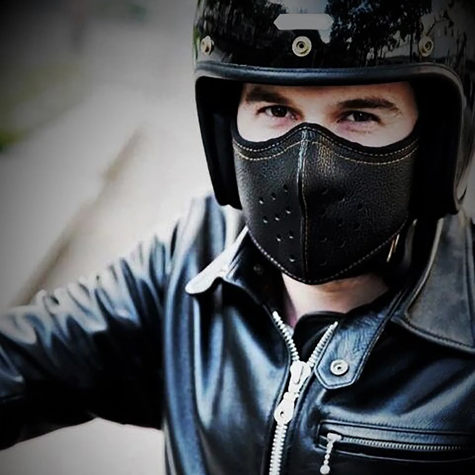 1PC Punk Leather Mouth Face Mask Motorcycle Biker Half Face Mask Anti-Dust Windproof Sport Muffle Reusable Outdoor
