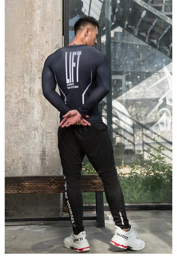 ZRCE брендовые Весенние новые мужские быстросохнущие футболки с 3D принтом и длинным рукавом, Мужская модная компрессионная рубашка, Спортивная Толстовка для бега