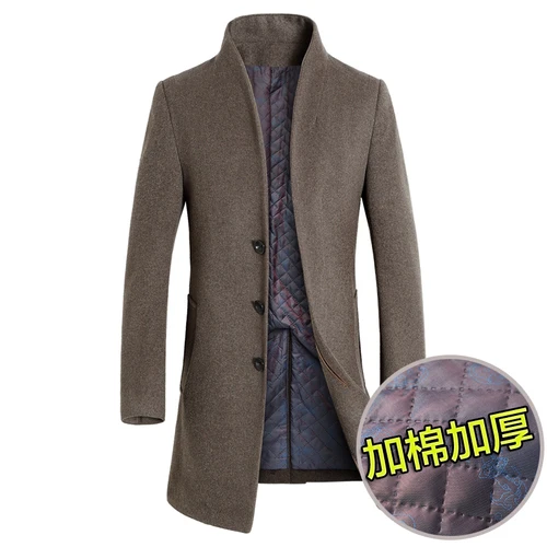 Dark Brown Новинка, зимнее шерстяное длинное пальто Для стройных мужчин, деловое повседневное толстое пальто, Мужская теплая Классическая ветровка, пальто, куртки - Цвет: Dark Brown