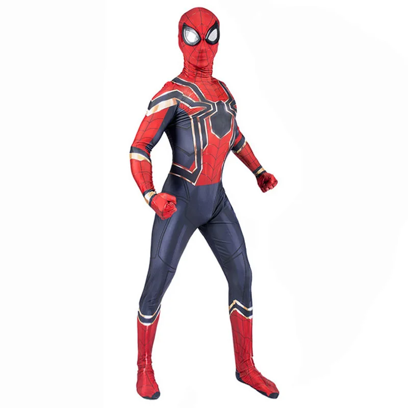 Adult Spiderman Suit Костюм Человека-паука для взрослых, мальчиков, Питер Паркер, Железный Человек-паук, дальний от дома, косплей, спандекс, зентай, костюм, праздничный комбинезон, маска - Цвет: Adult Spiderman Suit