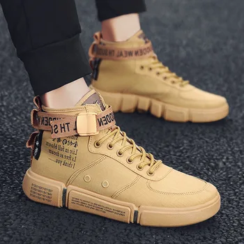 

Work Clothes Canvas Shoe Male High Help Ventilation Shoes Male Shoes Summer Joker Leisure Time Male In Help Trend Skate Shoes