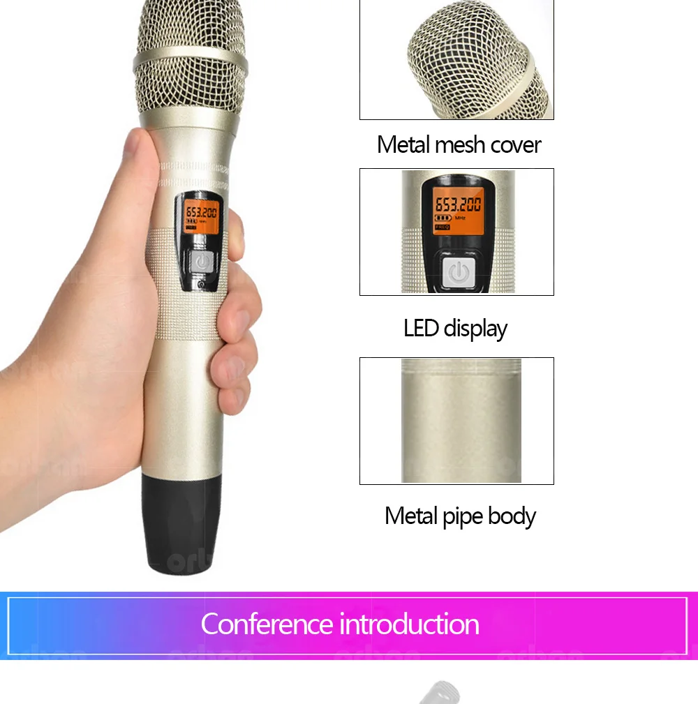 УВЧ профессиональный беспроводной микрофон Регулируемая частота двойной ручной двойной шеи Клип микрофон сценическое представление