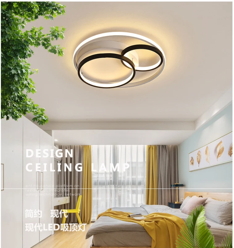 Modern led chandeliers round white black lights for bedroom Aluminum living room kitchen AC85-265V decorative chandelier lamp