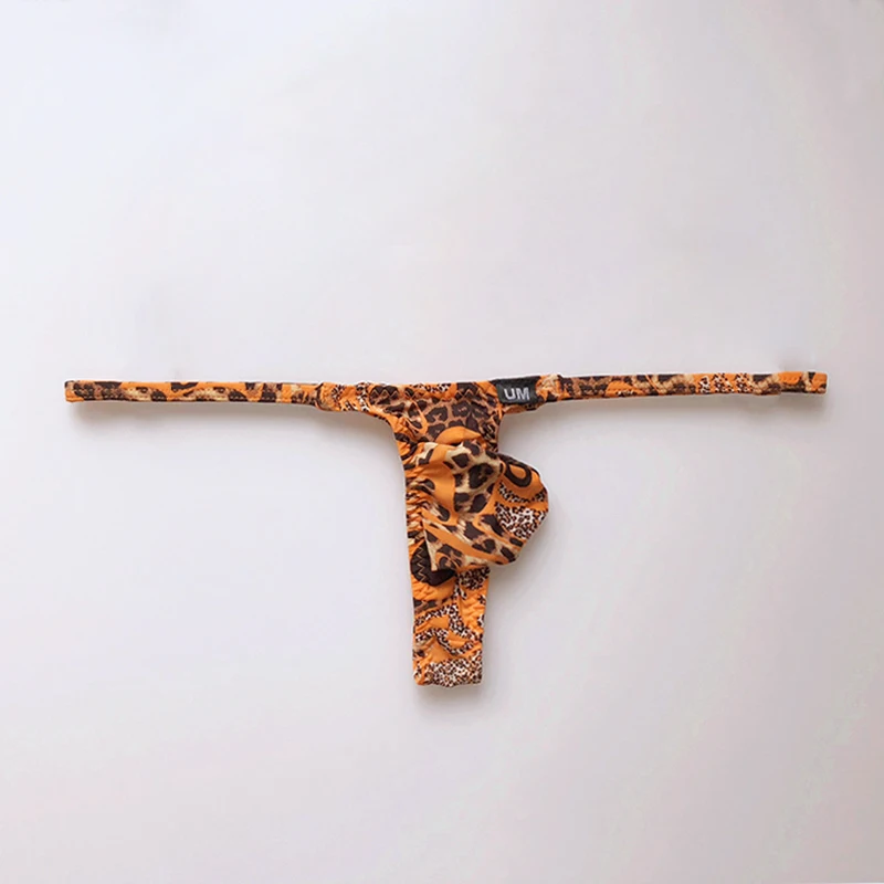 Мужские Сексуальные Трусы-стринги леопардовой расцветки сексуальные трусы с