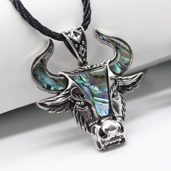 

Natural shell abalone shell colorful pendant bull head sheep head alloy inlaid color shell DIY pendant necklace jewelry making