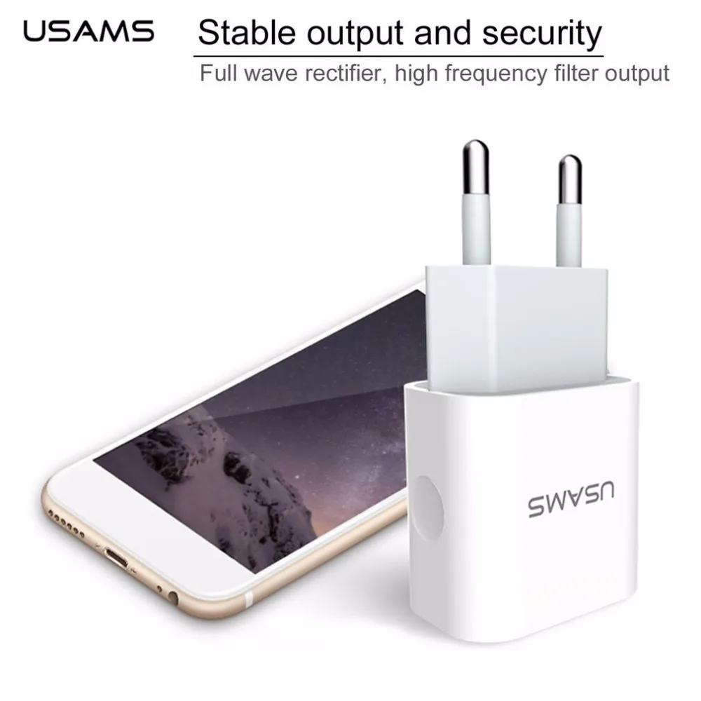 USAMS два usb порта 2.4A быстрое зарядное устройство ЕС-разъем, для поездок зарядное устройство универсальное для мобильного телефона планшета