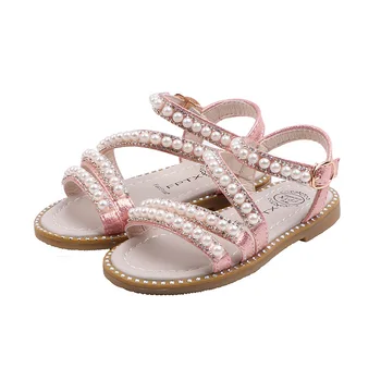 

2020 Kids Sandals Girls Shoes New Summer pearl Fashion Princess Girls Sandals Children Diamond Sandals For Girls size 21-35