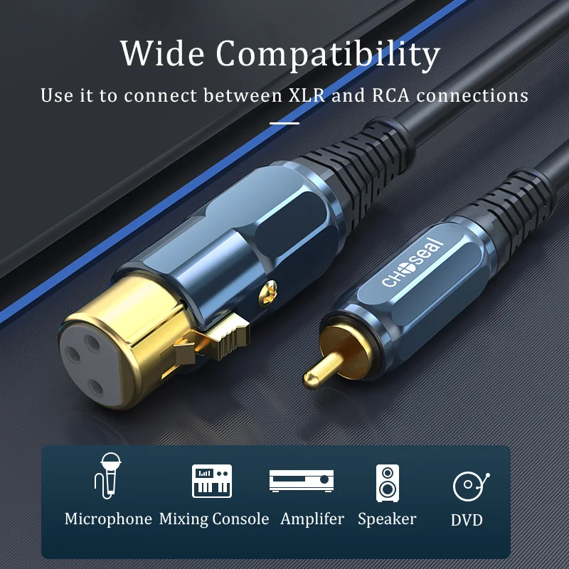 Choseal Xlr Fêmea para Rca Masculino Cabo de Áudio Estéreo Hifi Rca para Xlr Speaker Amplificador de Microfone Mixer Patch Cable - Image 6