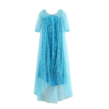 

BacklakeGirls 2020 Princess Sweet 2-8Y Toddler Baby Girls Party Dress Children A Line Sequined Blue Short Sleeve Tulle Dress