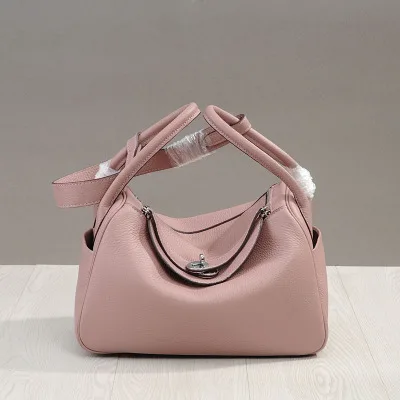 Nude pink MZORANGE New classic genuine leather women handbags Fashion Lady shoulder bags nineteen color Casual Tote crossbody bag - Color: Nude pink