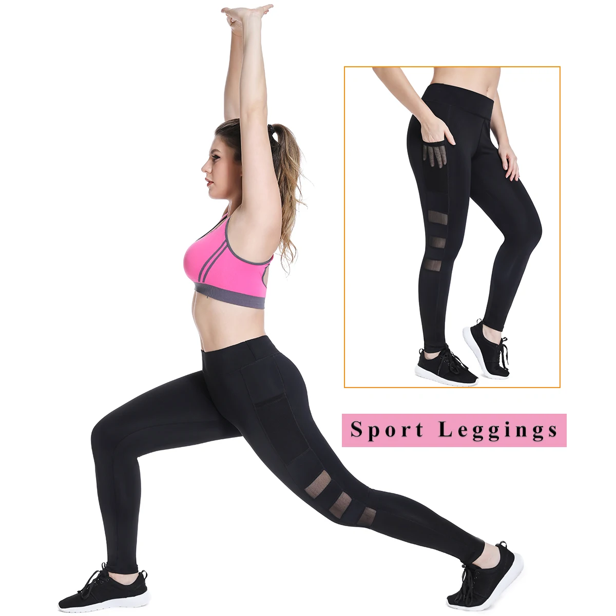 

High Waist Mesh Fitness Leggings Breathable Slimming Pants for Women Sportwear Pocket Workout Patchwork Leggins Fashion Trousers
