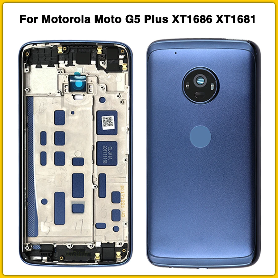 Задний Чехол G5 Plus для Motorola Moto G5 Plus XT1686 XT1681 XT1683 задняя крышка+ средняя рамка с объективом камеры