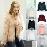 LANSHIFEI New Faux Fur Coat High Quality Fashion Slim Black Red Pink Faux Fur Jacket Fake Rabbit Fur Coat