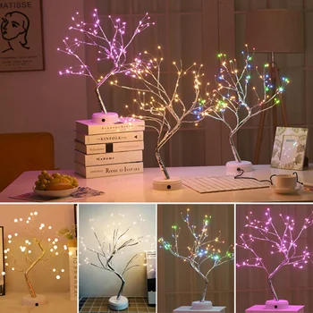 

LED Night Light Mini Christmas Tree Copper Wire Garland Lamp Kids Bedroom Decoration J99Store