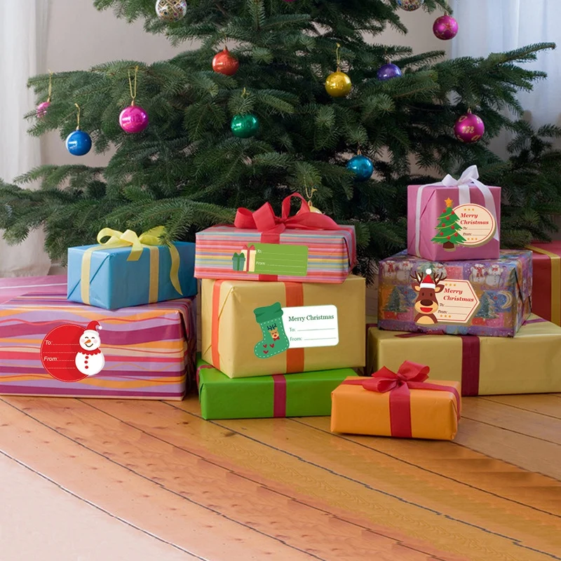 Christmas Gift Tag Stickers Diy Decorative Sticker Self Adhesive Presents Labels Decals