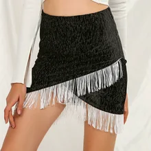 Новая горячая Распродажа Женская юбка в горошек с завышенной талией и бахромой