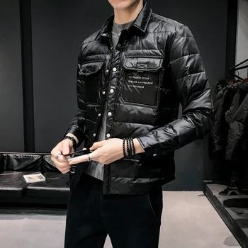 

Heren Donsjas New Winter Mens Duck Jackets Business Casual High Quality Warm Male Brand Clothing Slim Fit Turn Down Collar