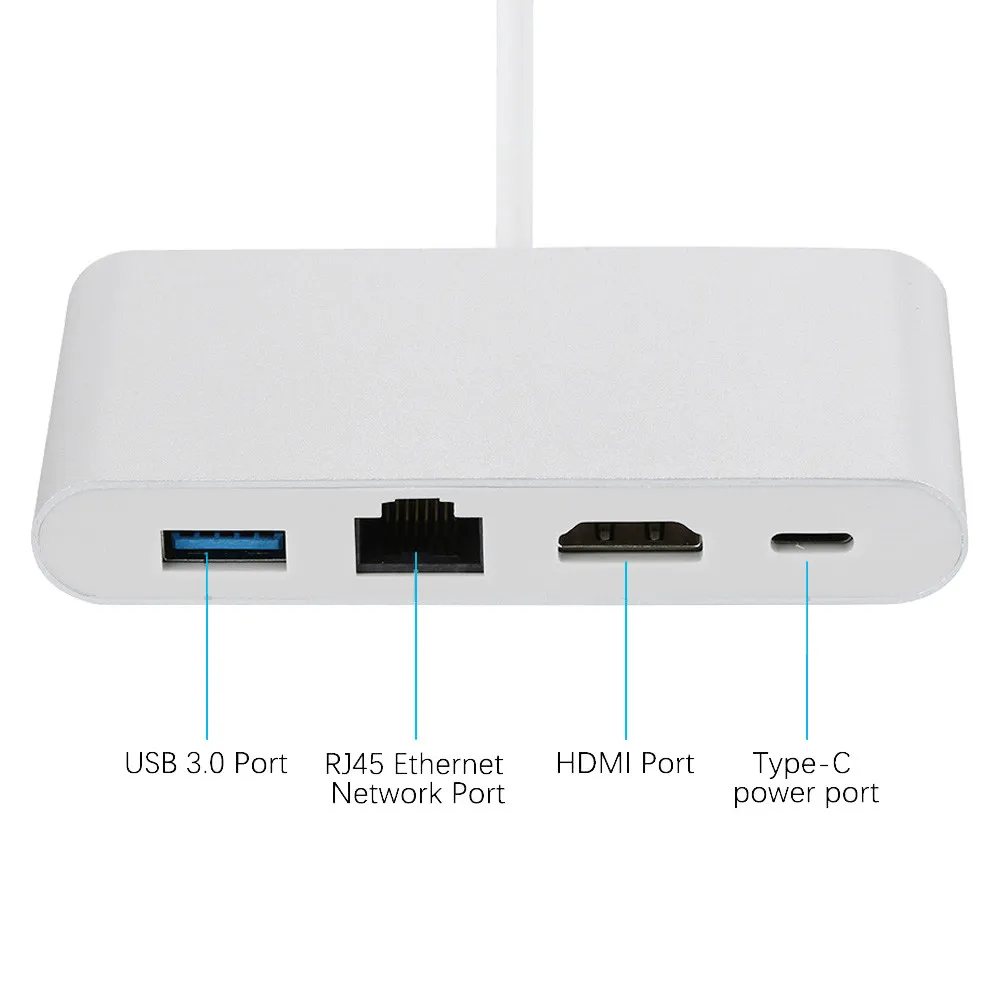 USB C к HDMI 4K+ RJ45 LAN сеть+ USB 3,0+ type C адаптер конвертер AC1403 18Nov06