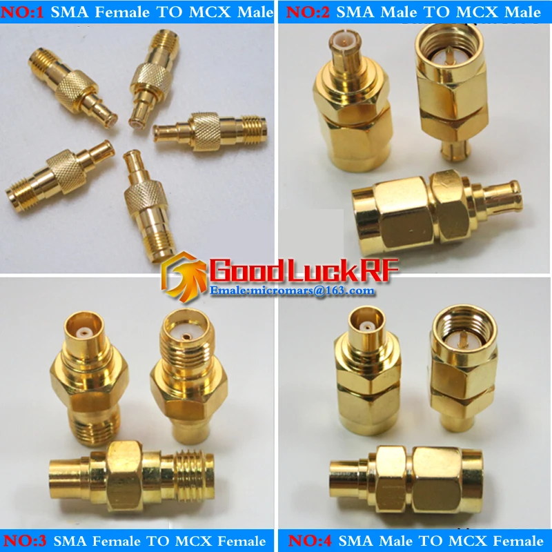 

1X Pcs High-quality RF Connector Socket MCX To SMA Plug SMA - MCX 50ohm GOLD Plated Straight Coaxial Coax RF Adapters
