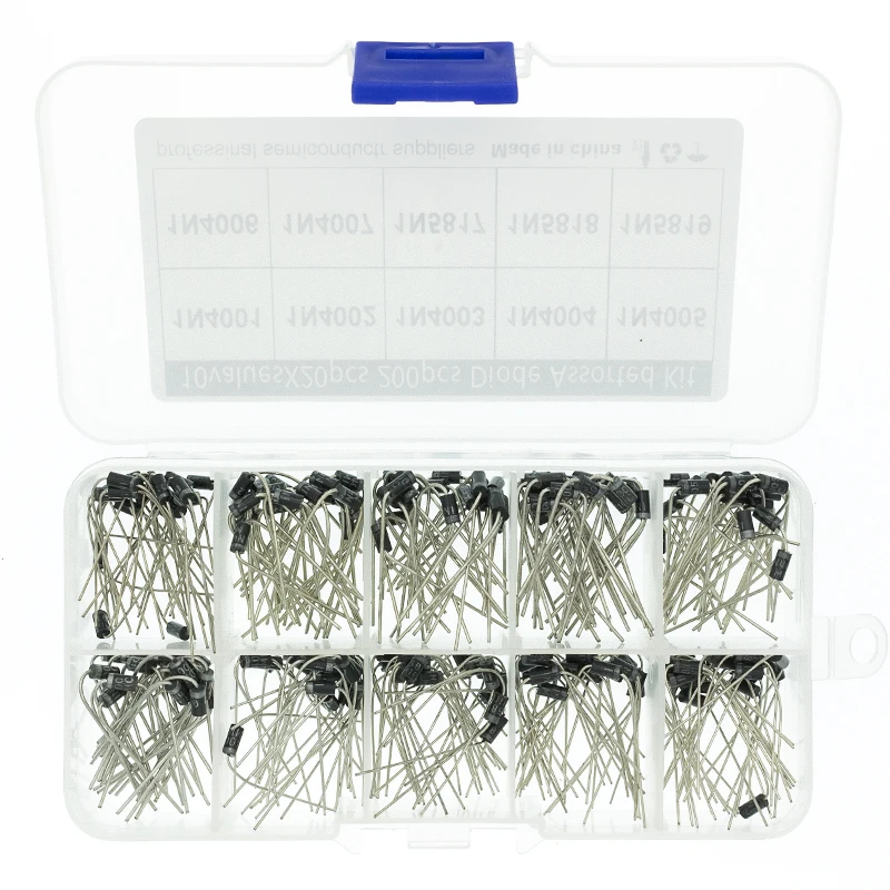 10Values x20 200pcs Rectifier Diode Schottky Assortment Electronic kit 1N4001~1N4007 1N5817 1N5818 1N5819 With storage Box