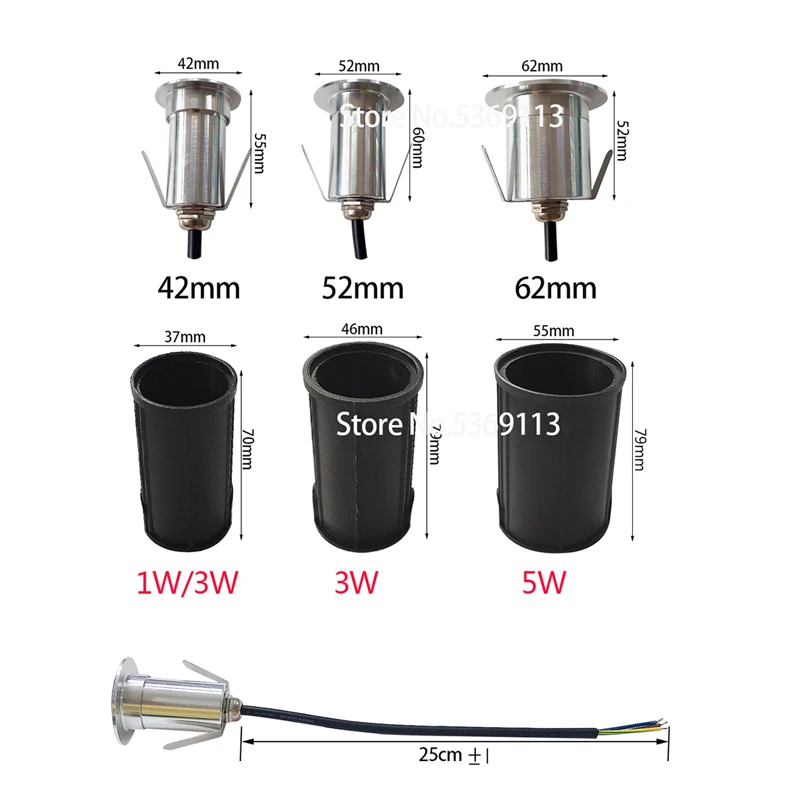 4 Pcs IP67 Waterproof LED Underground Light 1W 3W 5W Outdoor Ground Garden Path Floor Buried Yard Spot Landscape 110V220V 12V 2