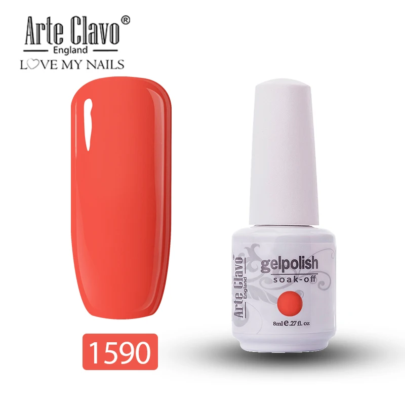 Arte Clavo Гель-лак, верхнее основание, 8 мл, красный цвет, набор гель-лаков, светодиодный лак для ногтей, гель-краска для ногтей, дизайн для ногтей, гель для ногтей с блестками - Цвет: 1590