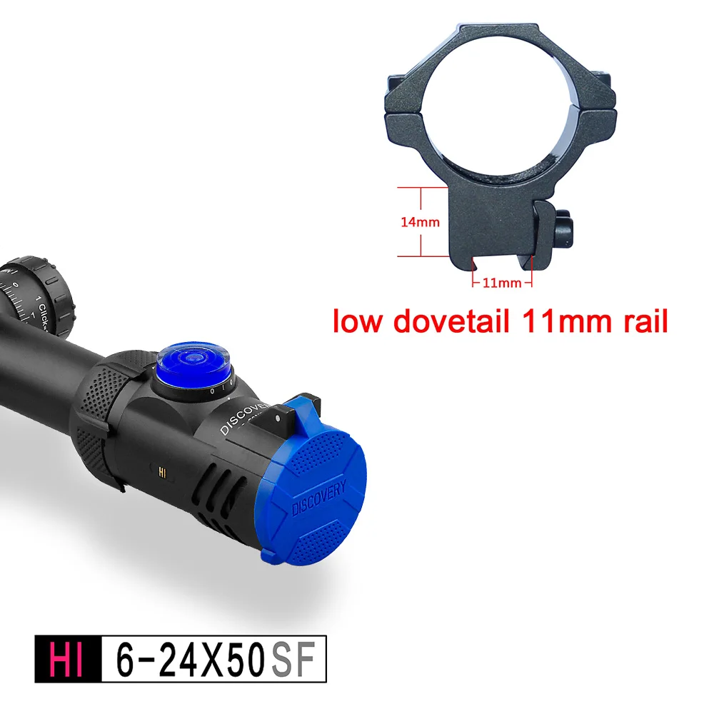 low dovetail 11mm ra Дискавери Привет 6-24X50 SF нулевой зум ошибка боковой фокусировки прицел с HK 1/2 mil точка сетка для воздушного пистолета Охота оптический прицел - Цвет: low dovetail 11mm ra