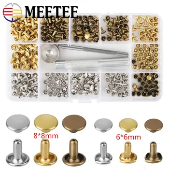 

Meetee 1set(180pcs) 6mm+8mm Metal Rivets Button Double Sided Rivets Buckle + Installation Tools DIY Leathercrafts Accessories