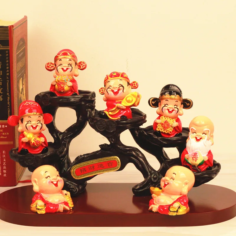 New Chinese Five Gods of Wealth Lucky Office Shop Home Living Room Decoration Creative Wedding Relocation and Opening Ornaments | Дом и сад