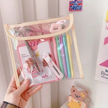 

1pc Simple Transparent Storage Bag Girl Waterproof Travel Cosmetic Bag Portable Makeup Organizer Storage Pouch Toiletry Wash Bag