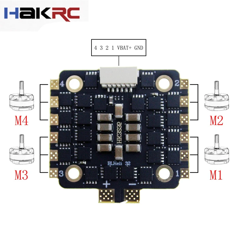 

Hot HAKRC 32Bit 4-in-1 ESC FPV 35A Mini 20*20 2-6S Electronic Speed Controller DSHOT for RC Racing Quadcopter Drone