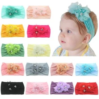 

Baby Girl Headbands Toddler Girl Floral Elastic Turban Headband Hair Band Flower Headwears kids Accessories 14 colors Fashion