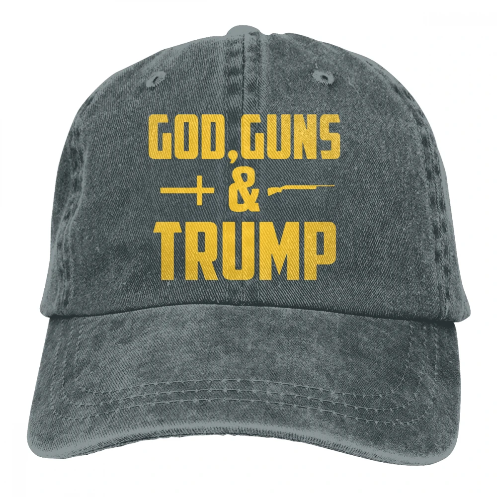 God guns And Trump Casquette черные унисекс Мужские Женские джинсовые бейсболка с ремешком кепки Регулируемая шляпа для гольфа папа