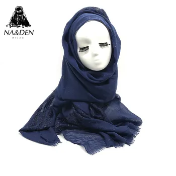 

1PCS Fashion stripe with gold shimmer cotton solid color Women scarf viscose scarve long shawl muslim fashion hijab wrap bandana