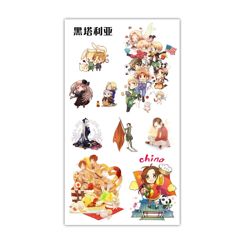 

1pc Axis Power Hetalia Tattoo Sticker Anime Stiker Water Transfer Temporary Children Tattoos Paper For Kids Body Arm