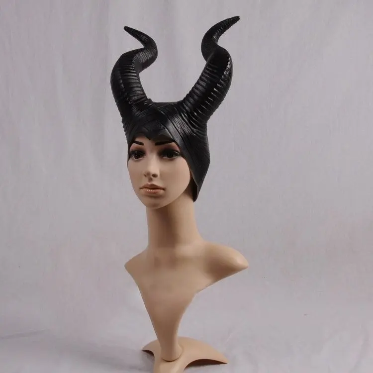 Maleficent Черная Королева ведьма рога для шлема головной убор шапка-маска высокого качества вечерние аксессуары для маскарада на Хеллоуин реквизит