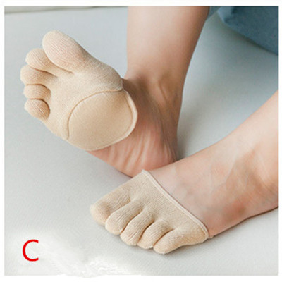 Socks Women Socks Invisible Female Summer Cotton High-heeled Short Half Palm Shallow Port On-slip Open Toe Socks
