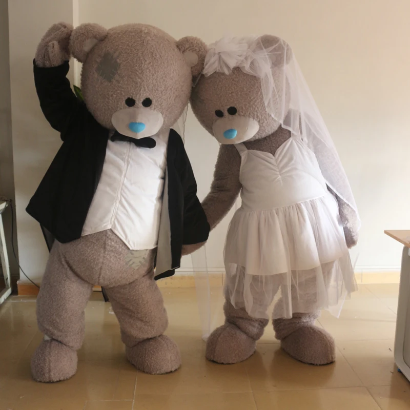 Baratos Rusia oso de peluche traje azul mascota disfraz adulto, oso de peluche de lujo carnaval fiesta celebración mascota fábrica