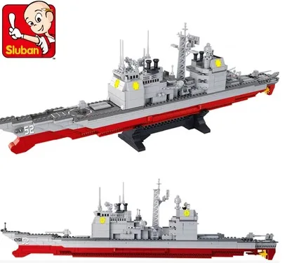 

SLUBAN 0389 Educational Plastic Assembled Fight Inserted Building Blocks CHILDREN'S Toy Aircraft Carrier Group of Cruiser