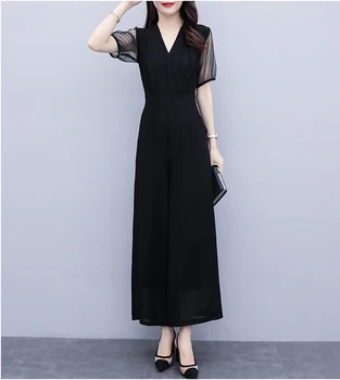 

VICOME Chiffon Jumpsuit women's summer Pants New Korean fashion wide leg pants suit women