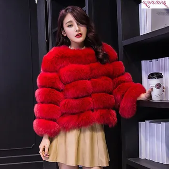 

Plus Size Faux Fur Jacket Coat Women Winter Fake Fox Fur Outwear Female Thick Warm Patchwork Overcoats Women Plash Coat Femme