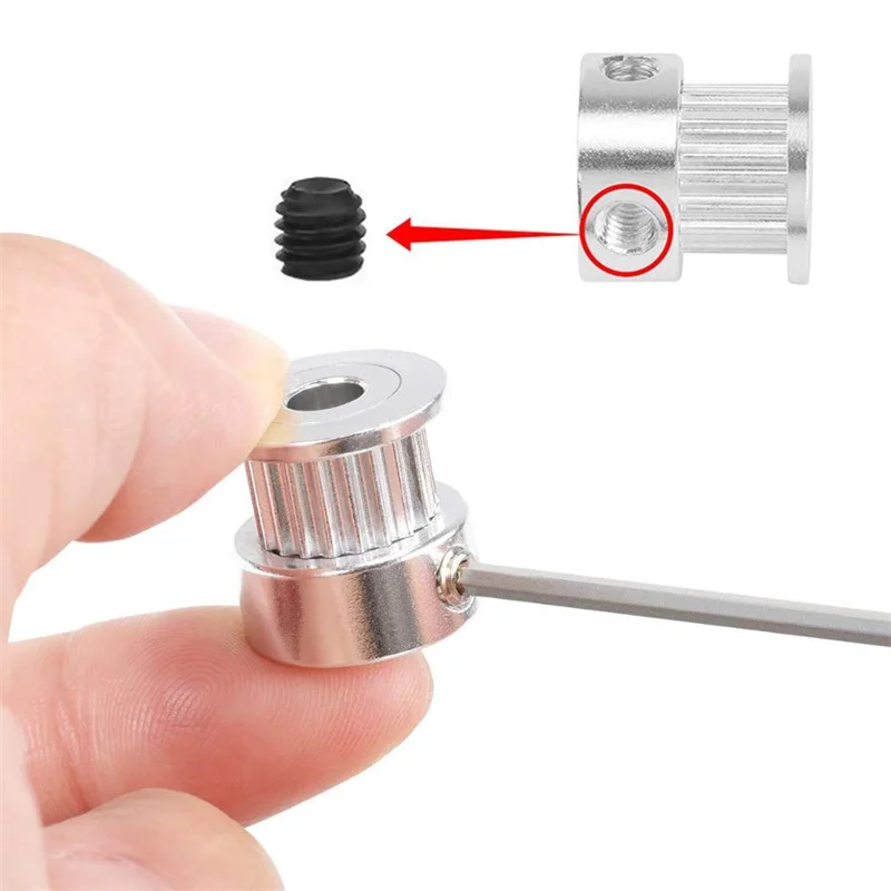 GT2 Timing Belt Pulley+10pcs 5mm 20 Teeth Timing Pulley Wheel timing belt pulley timing pulley belt pulley and GT2 5 Meters Rubber 2mm Pitch 6mm Wide Belt with Allen