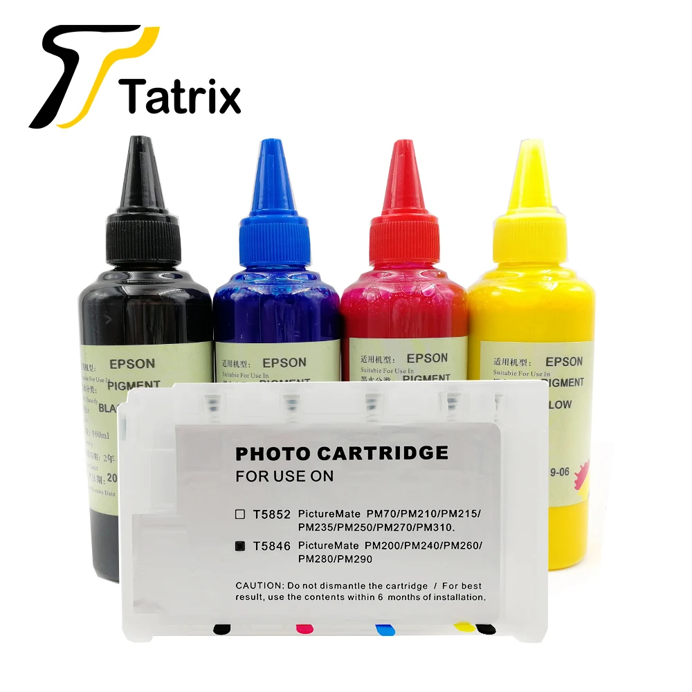 empty add PG ink Tatrix полный чернила перезаправляемый картридж для T5846, T5846 для Epson PictureMate PM200 PM240 PM260 PM280 PM290 PM225 PM300 с ARC - Цвет: empty add PG ink