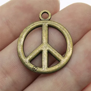 

WYSIWYG 4pcs 23mm Vintage Peace Symbol Pendants Charm Jewelry Making Antique Bronze Color Peace Symbol Pendants Charm Peace