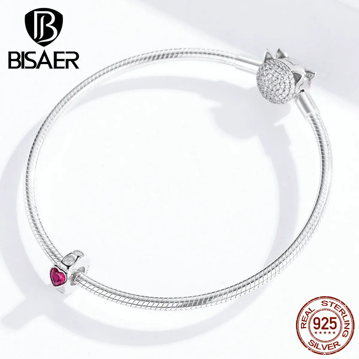 Серебряные разделители BISAER, 925 пробы, серебряные маленькие подвески в виде сердца, подходят для женских браслетов, серебряные 925 ювелирные изделия EFC123