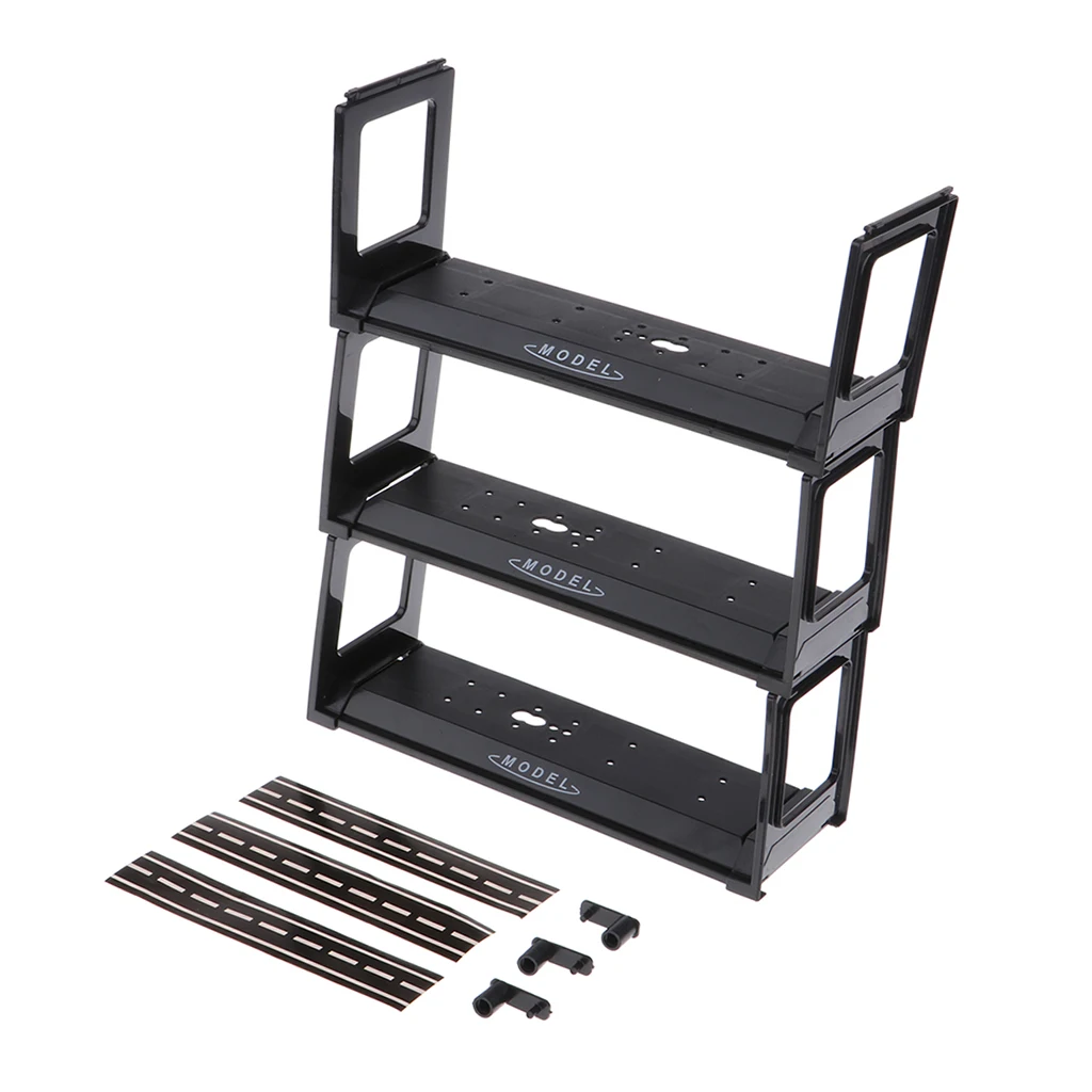Collectible Display Stand for Models Diecast Toy Cars Black Plastic Showcase Play Table Accessory