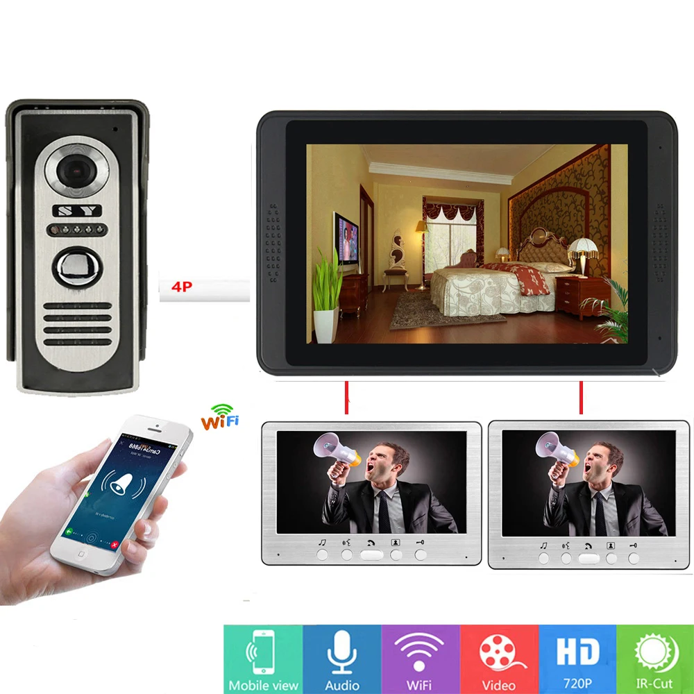 SmartYIBA APP Unlock Video Door Phone Intercom Dingdong bell Support iOS and Android 7inch Monitors IR Camera Wifi Doorbell SmartYIBA APP Unlock Video Door Phone Intercom Dingdong bell Support iOS and Android 7inch Monitors IR Camera Wifi Doorbell